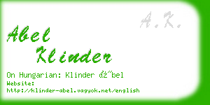 abel klinder business card